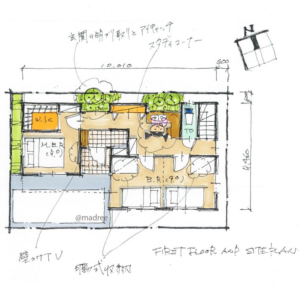 ワンフロアで家事完結、効率重視の明るい2階リビングの家