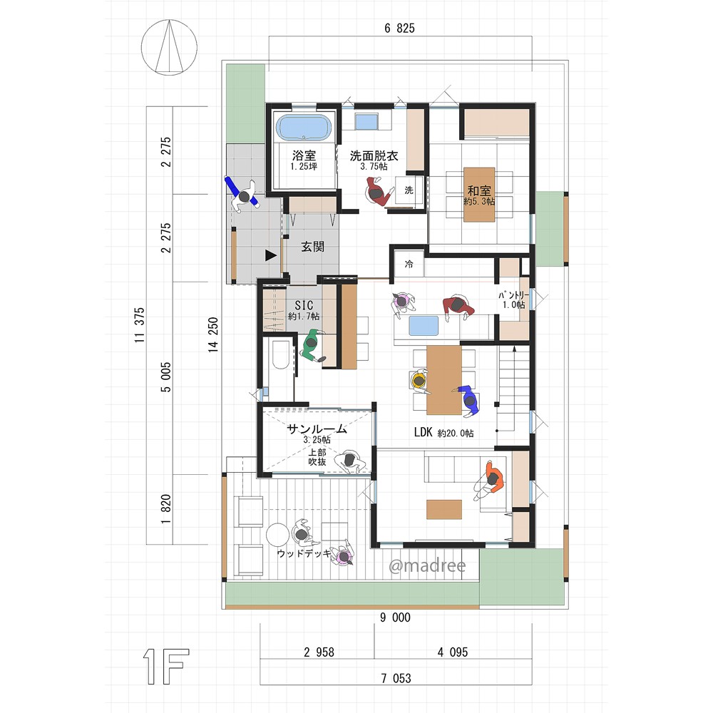 書斎直結インナーバルコニーで、プライベート時間堪能する家