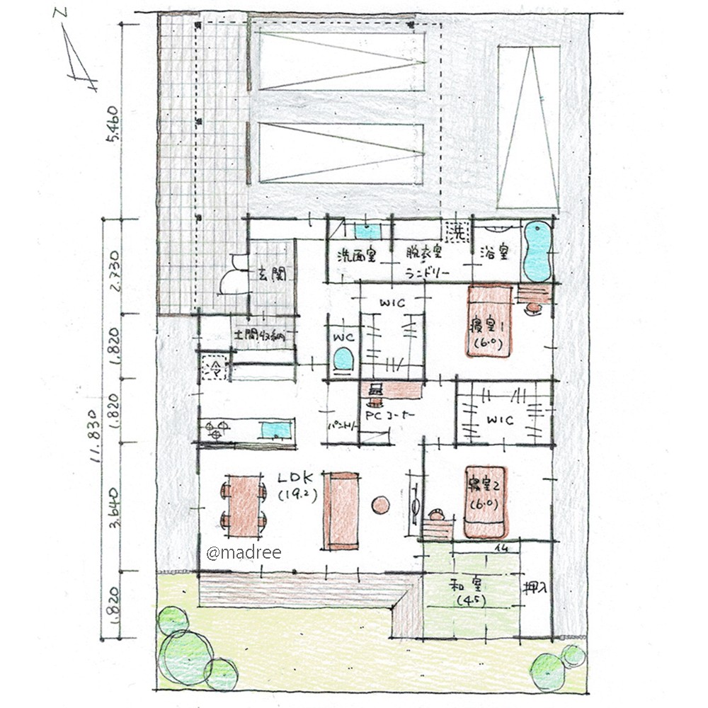回遊動線で介護しやすく、可変性重視の三世代集える平屋