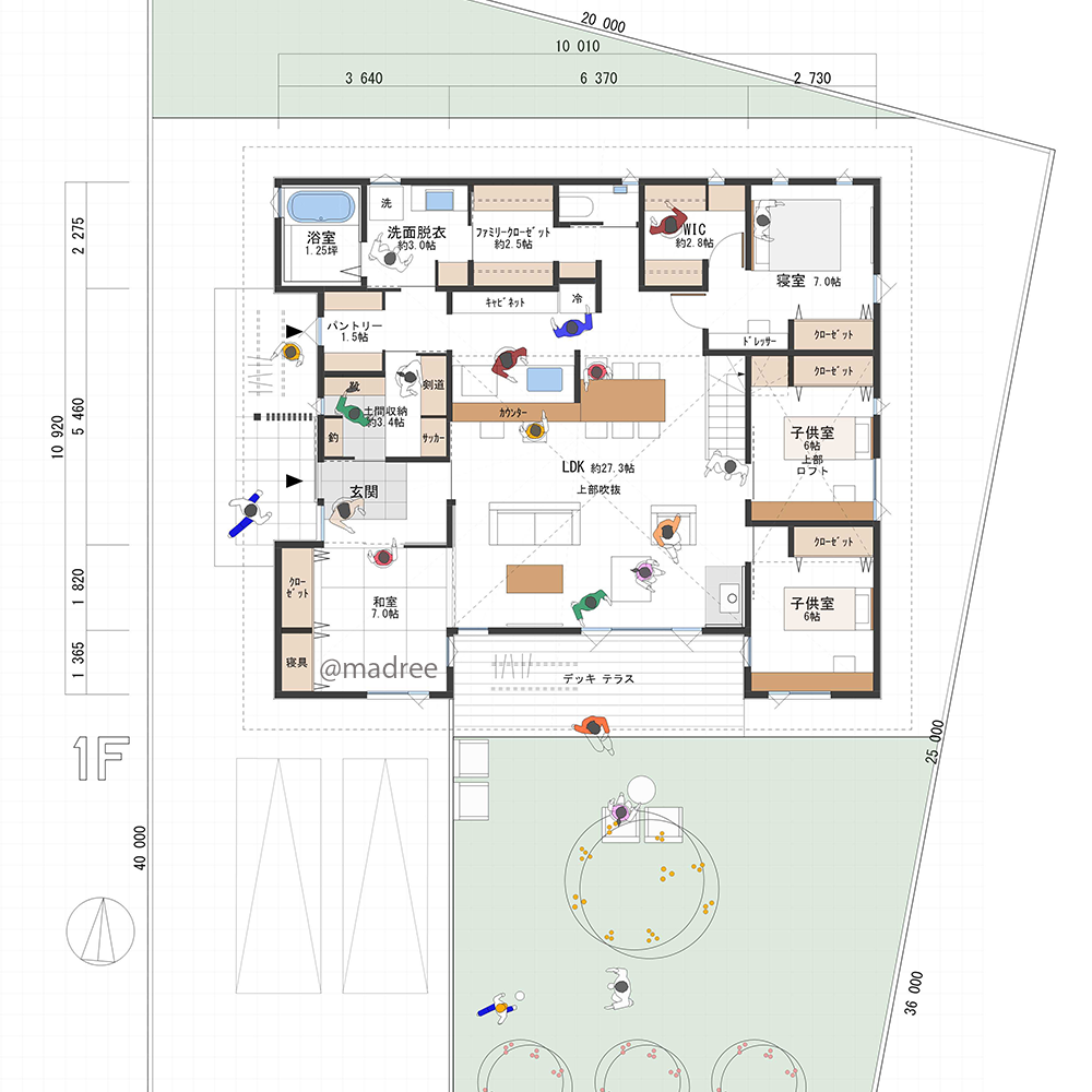 LDKをぐるりと回遊できる、果樹園を望む広大な平屋
