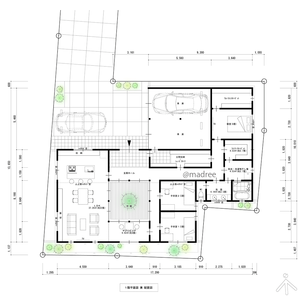 中庭から家中に光届ける、自然を常に感じる居心地良い平屋