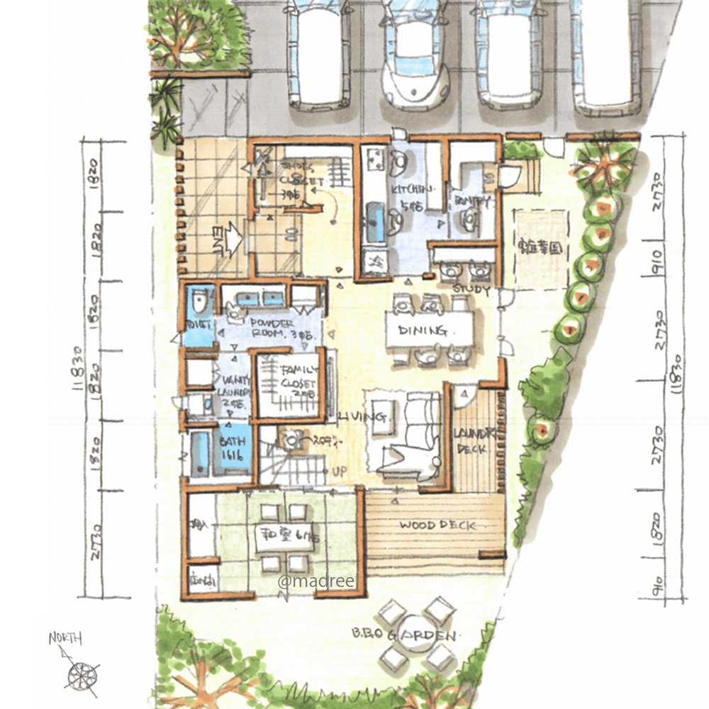 オープン過ぎない安心感、見守れる距離に隠れ場所のある家