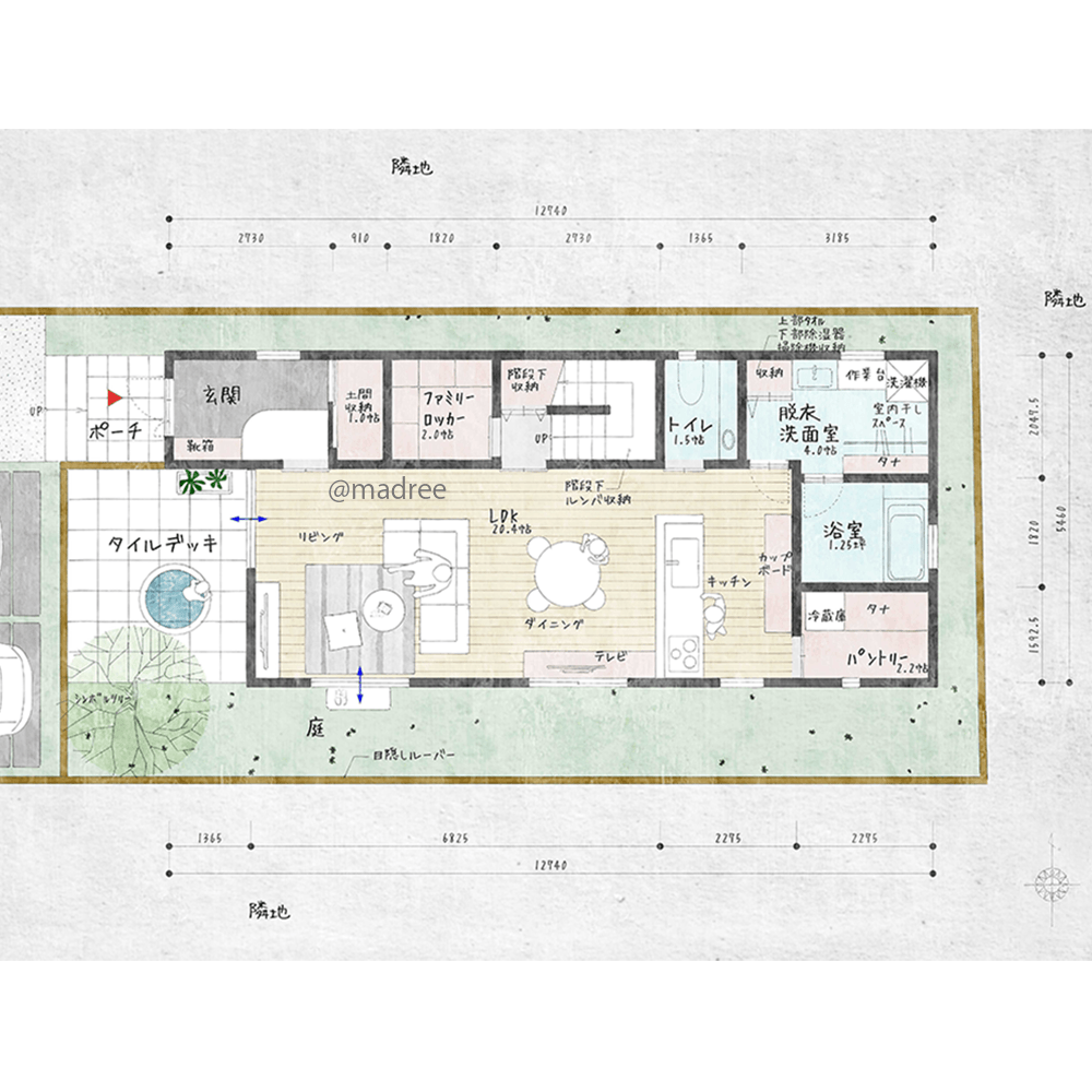 全室南向きの陽だまり空間、程よく隠しながら自然光を取り込む家