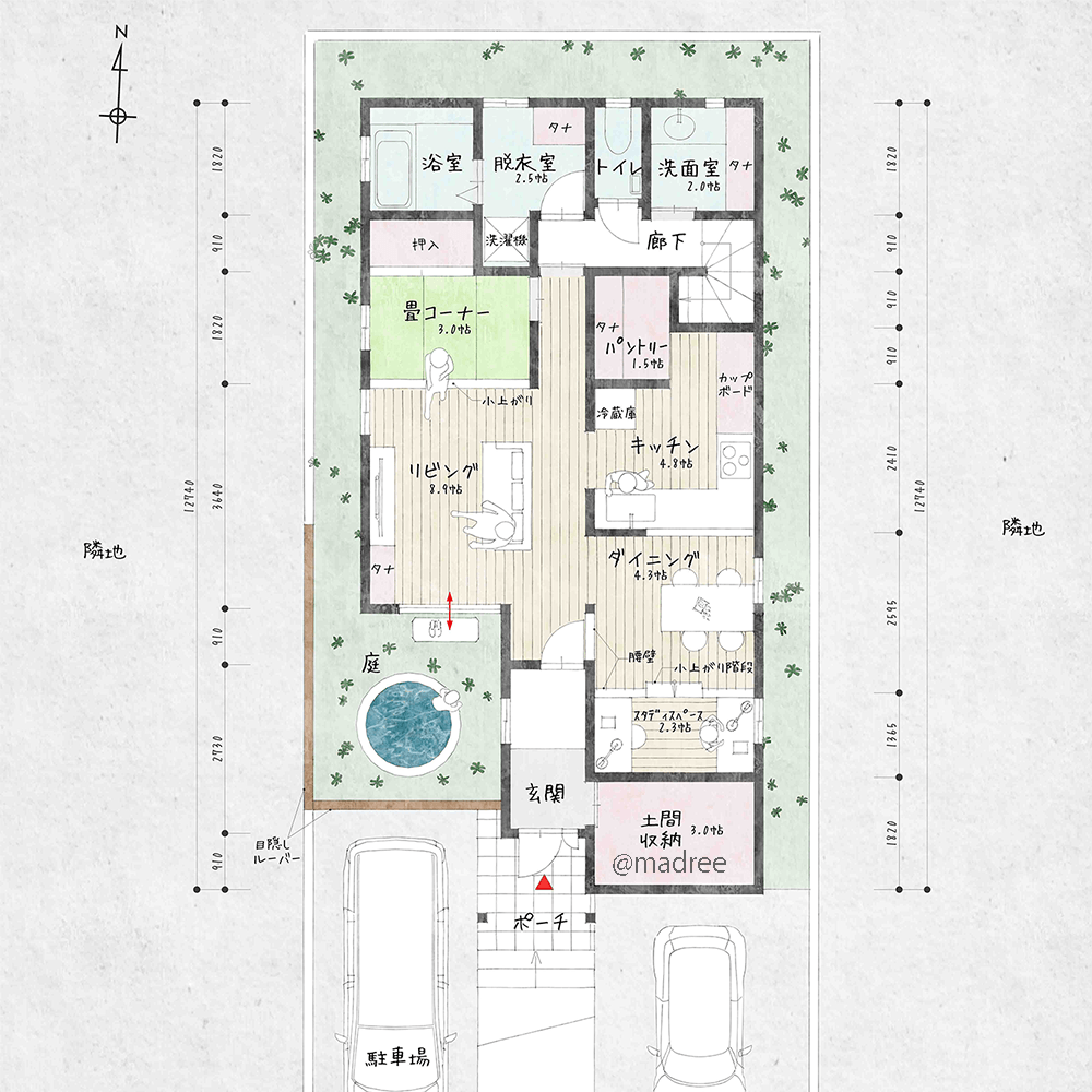 視線の抜けるバルコニーと目隠し庭で、おうち時間をより楽しむアウトドアな家