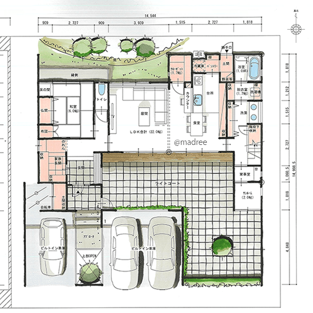 開放感もプライバシーも確保で安心、囲まれた空間でのびのびと暮らす家