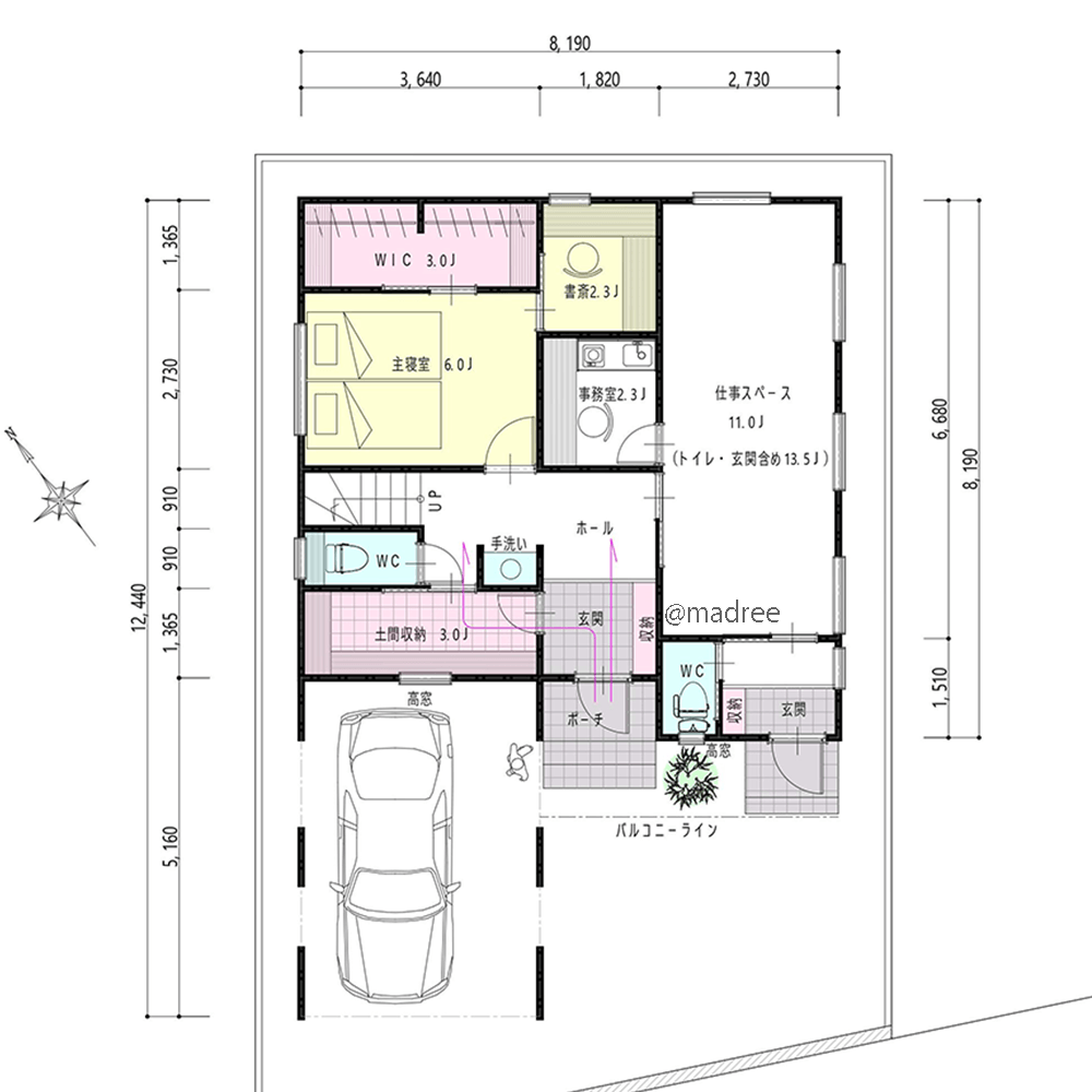 生活動線上のストック収納で片付け上手に、ペットと快適に過ごす2階リビングの家