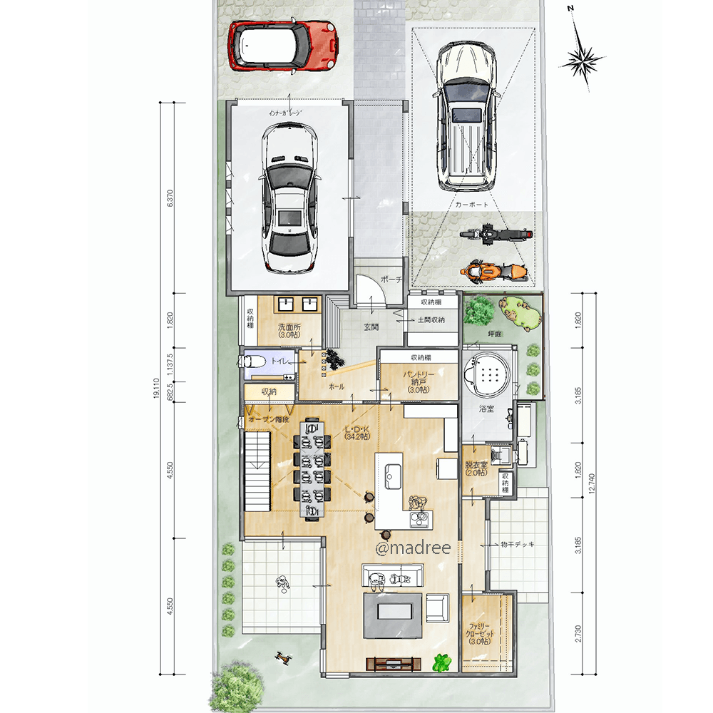 生活感を隠してゾーン分け、来客が多くても家族はのんびり過ごせる家