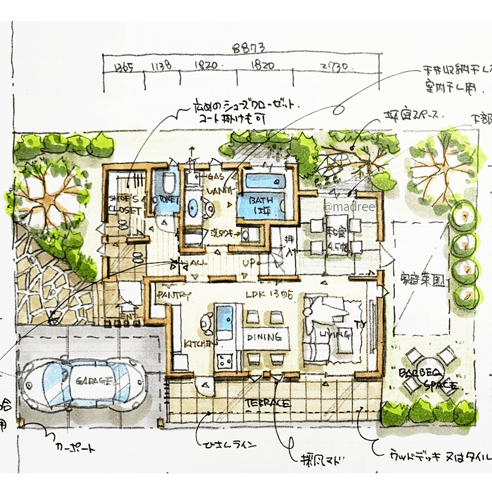 自然に集まる居心良さ、引き戸で屋内外と繋がる大空間LDKの家