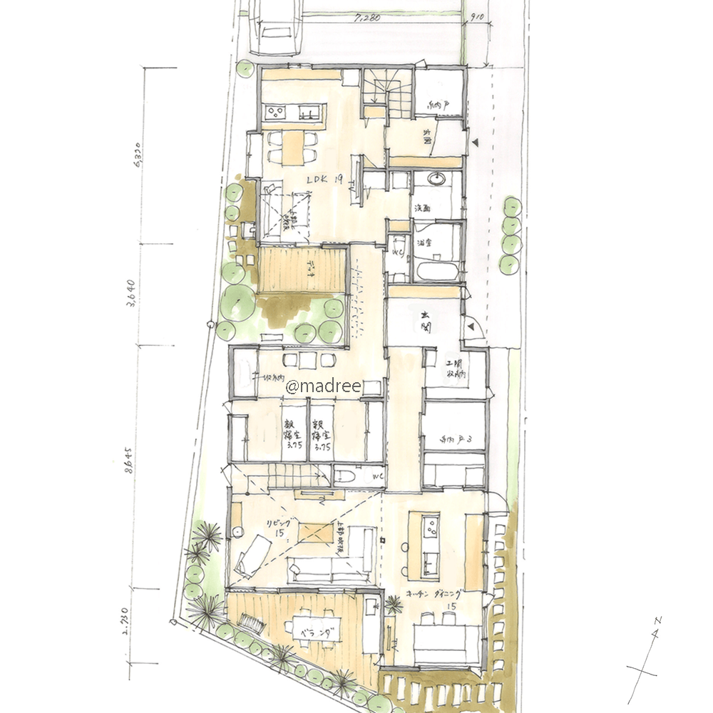 扉越しにお互いの気配を感じる、介護を見据えた多世帯で住む家