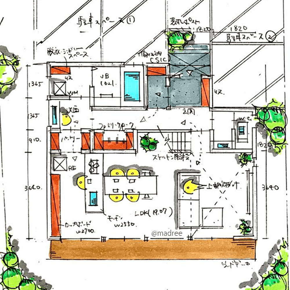 成長に合わせて部屋数も変化、家族それぞれにプライベート空間のある家