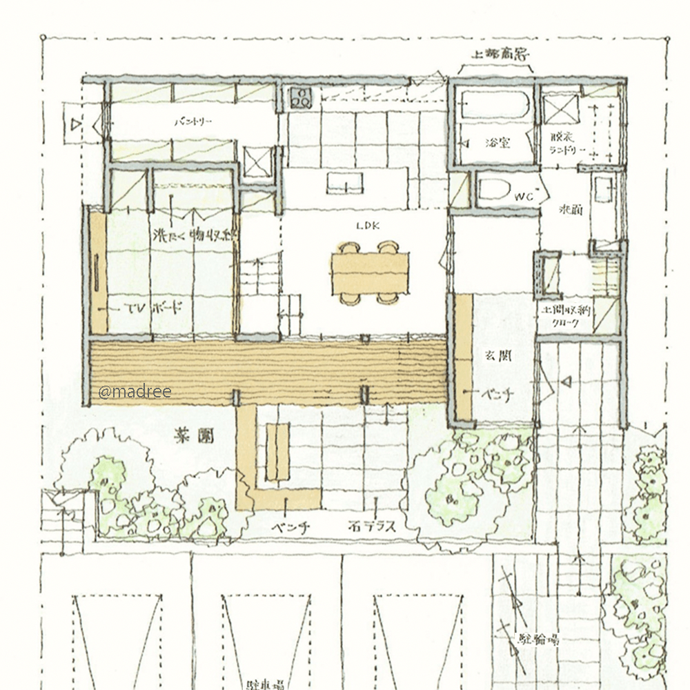 ロースタイルで家族と目線が合いやすい、ほっこり温まる畳リビングの家