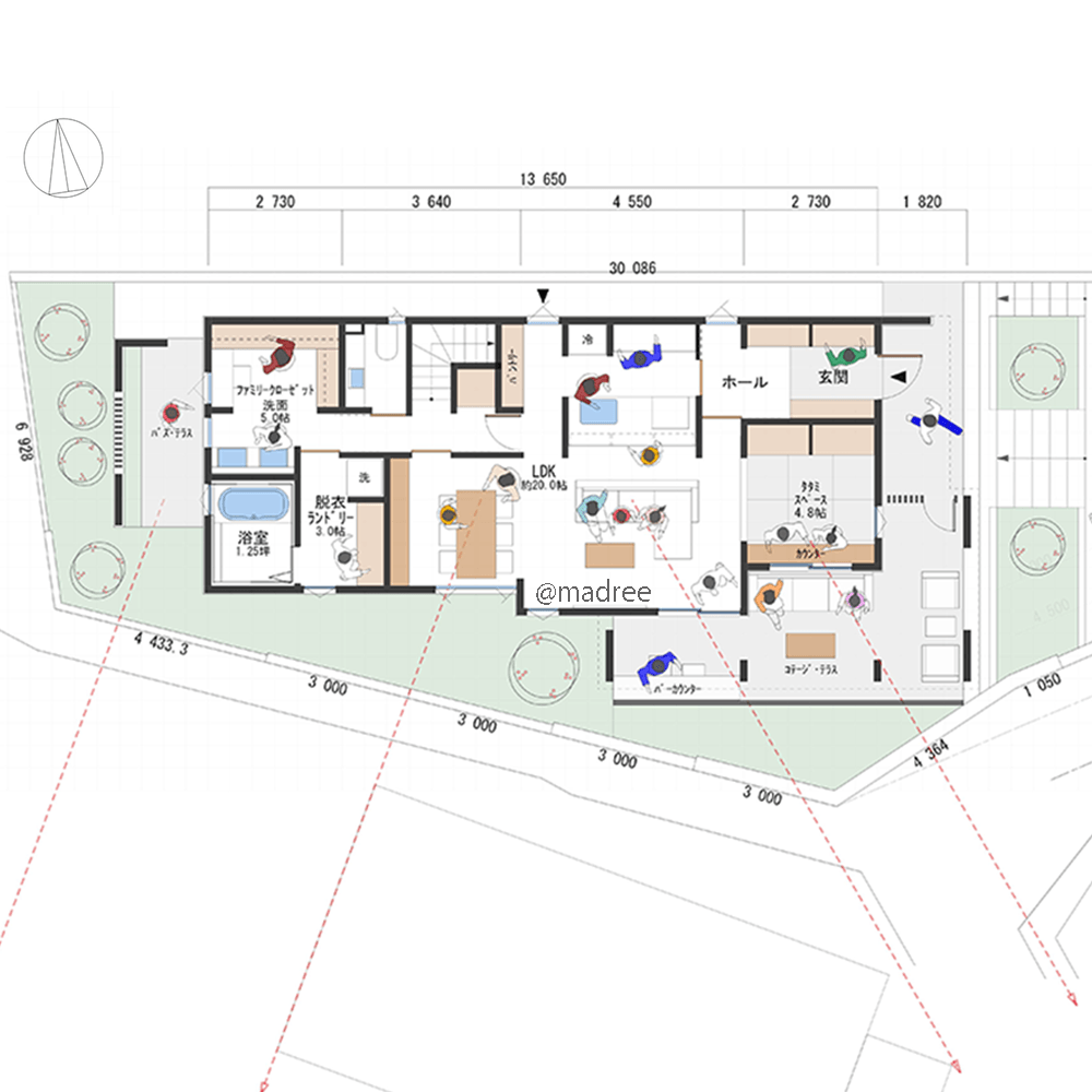 コテージテラスでホッと一息、眺望良いキッチンが住まいの中心にある家