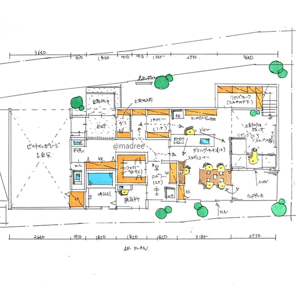 キッチン中心にぐるっと回遊家事、デットスペースも大活用した機能的な家