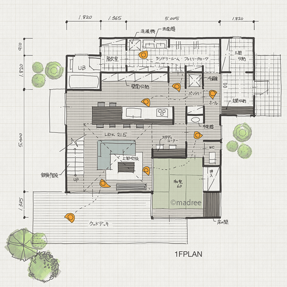 縦にも屋外にも広がる大空間、広々LDKでホームパーティー楽しむ家