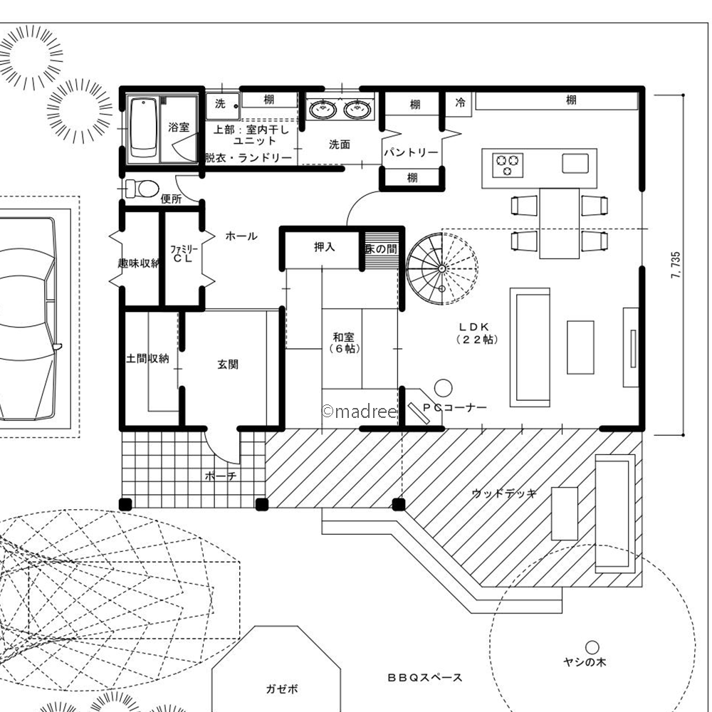 ガゼボのある庭で日常に特別感をプラス、個々の時間も尊重するホテルライクな家