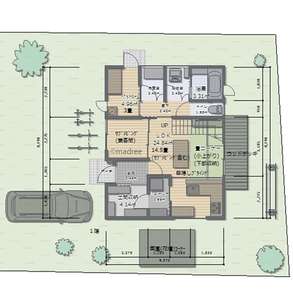 急な来客もブラインドで対応、フレキシブルに隠せるスッキリLDKの家