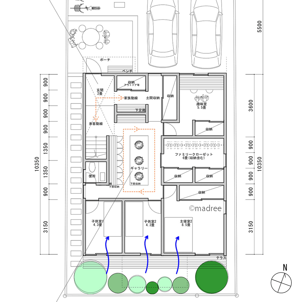 コレクションを飾って楽しむ、充実収納とギャラリー空間のある家