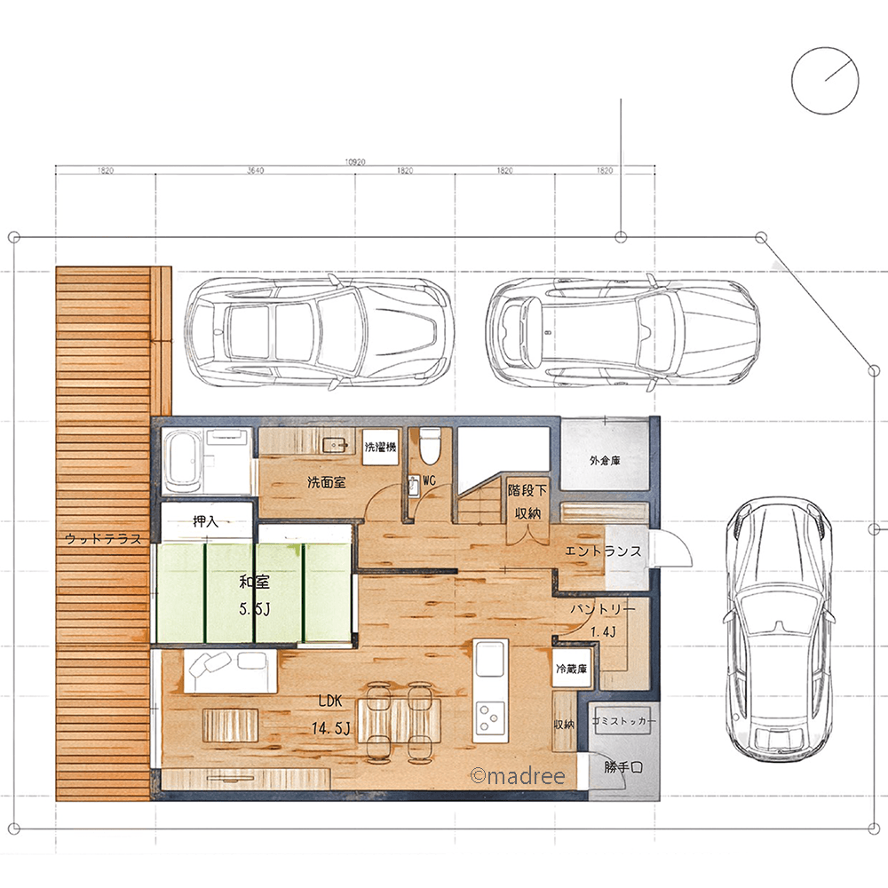 風水を取り入れ吉を呼び込む、縦長く風の抜ける心地よいLDKの家