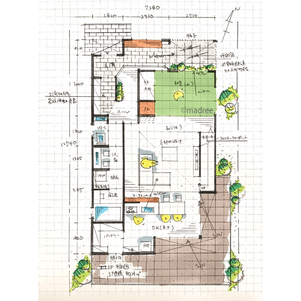 開口窓と吹抜で光と風たっぷり感じる、裏動線の家事ですっきり整う家