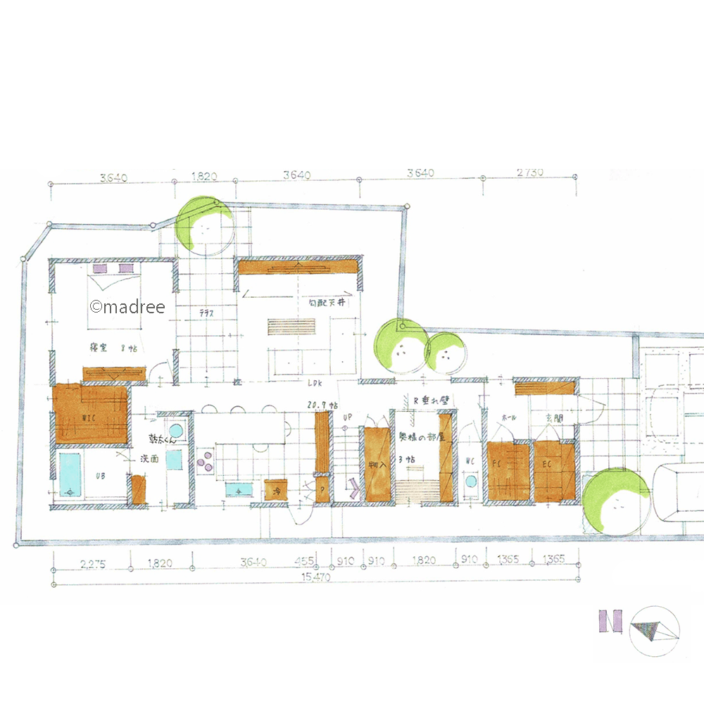 中庭でプライバシーと開放感を両立、充実した帰宅動線で家事ラクな家