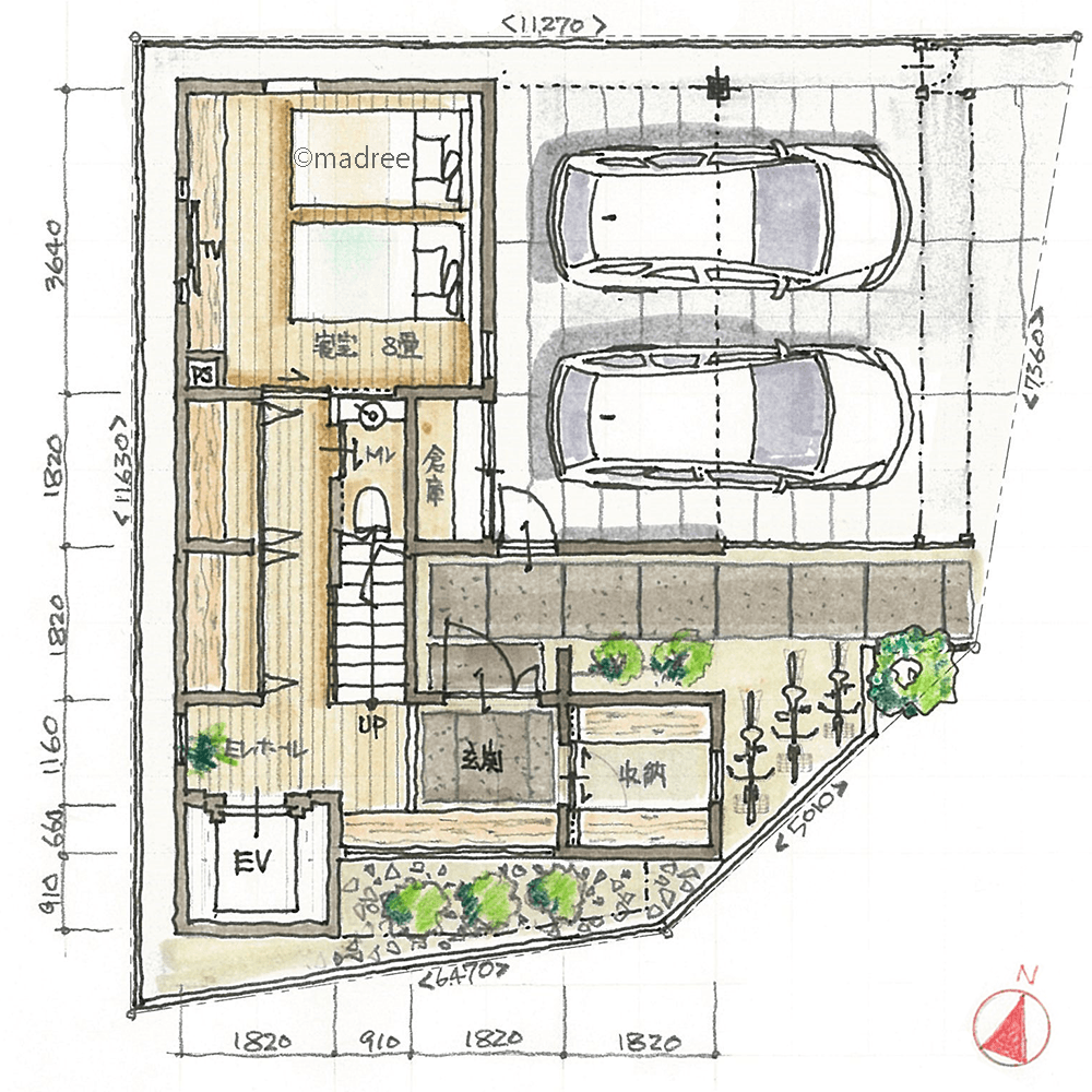 親子で学びとリラックスを共有、廊下ナシ充実収納の3階建ての家