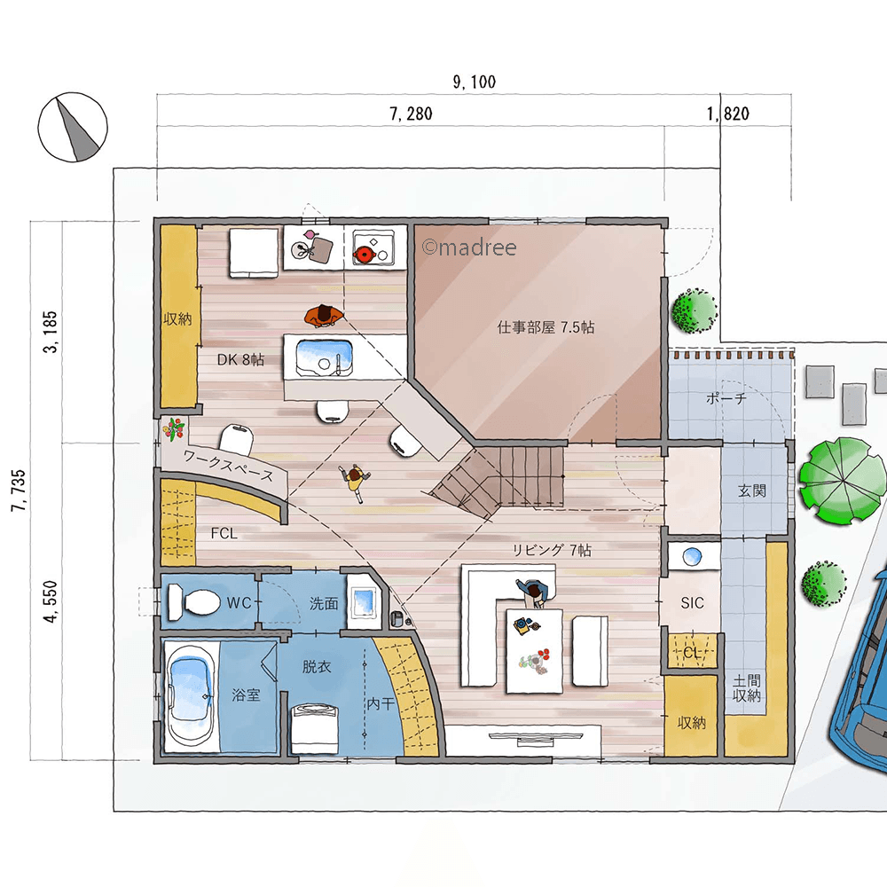 ブリッジと吹抜でいつも家族感じる、遊び心満載の世界にひとつだけの家