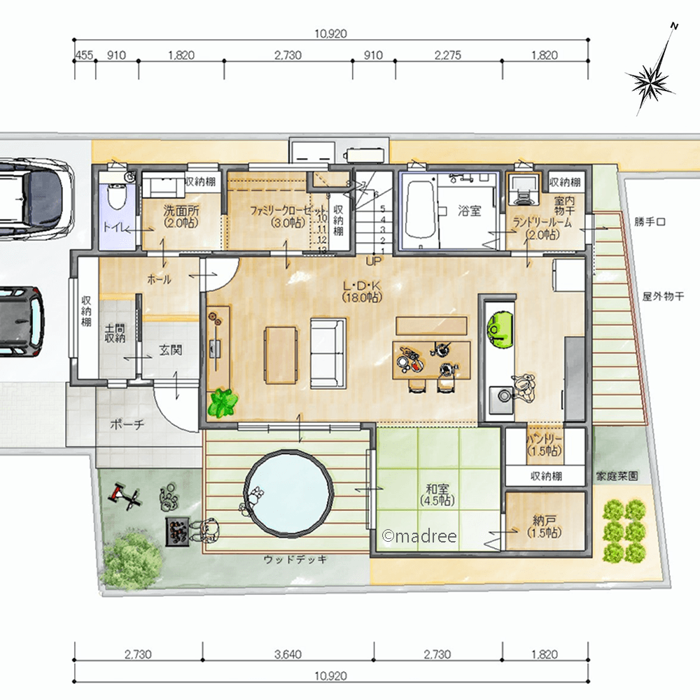 気持ちをリフレッシュできる家時間、屋内外に趣味を楽しむ空間のある家