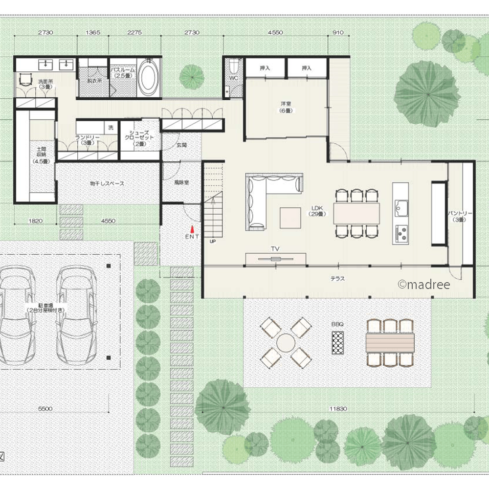 大空間で家族のつながり感じる、開口窓と吹抜で視界が抜ける家