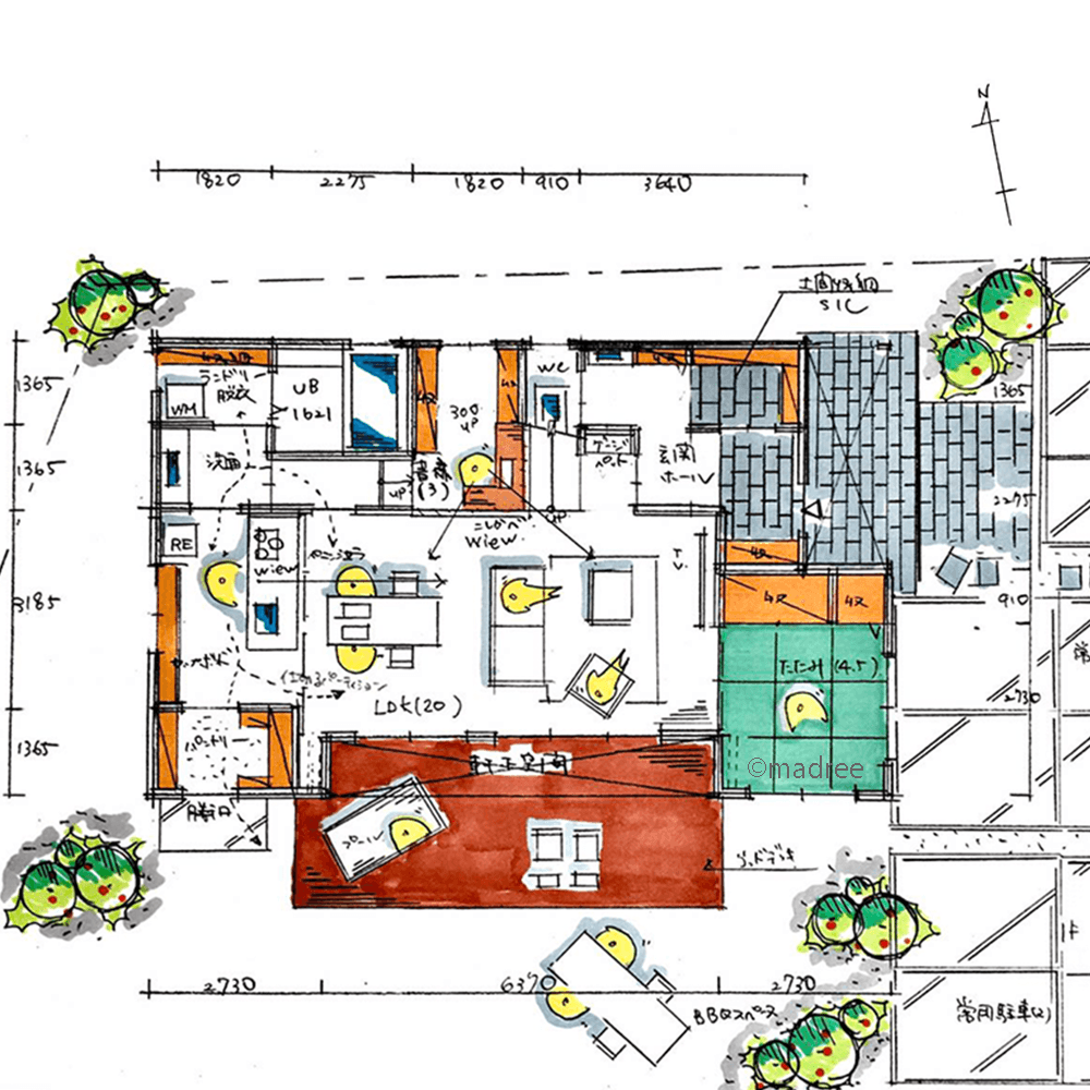 キッチンと並んだ楽家事動線、土間仕上げのパントリーで庭からも楽に整う家