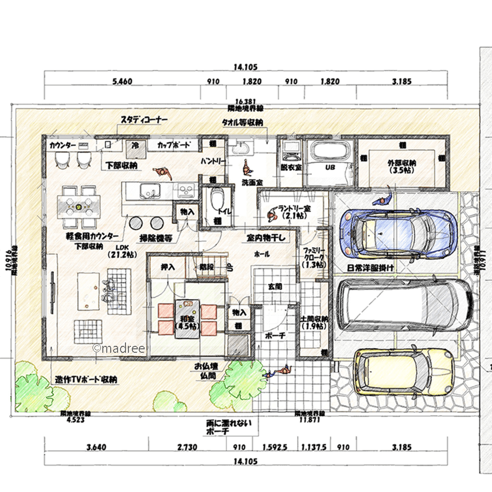 片付けのハードルを下げる裏動線、玄関近くの繋がる収納が暮らしを楽にする家
