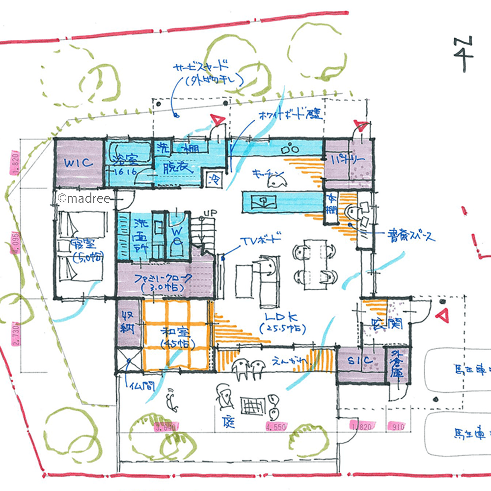 外と繋がる動線で家事を効率化、大開口から景色取り込む高台の家