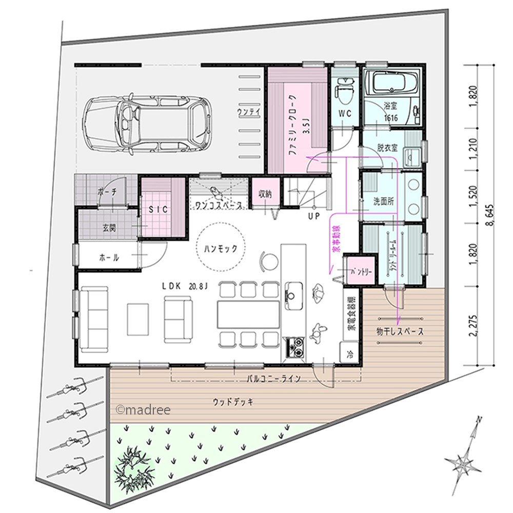 リビングでペットも一緒に家族団らん、個室で悠々自適なひとり時間も過ごせる家