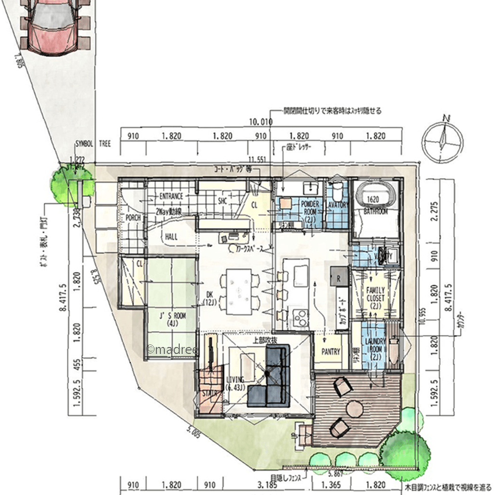 LDKはフレキシブルに間仕切る、普段は一体の空間を扉でサッと隠せる家