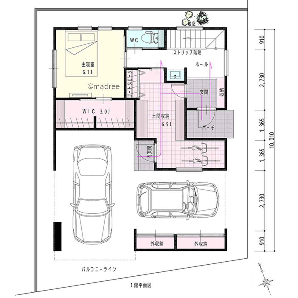 カーテンなしで過ごす開放感、隣家からの視線が気にならない2階LDKの家