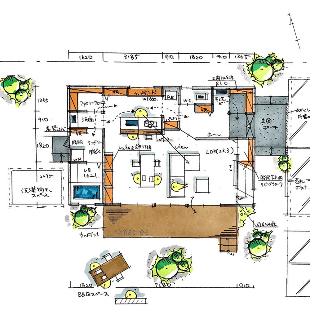 会話が生まれる生活動線で、家族が自然と集まるリビング中心の家