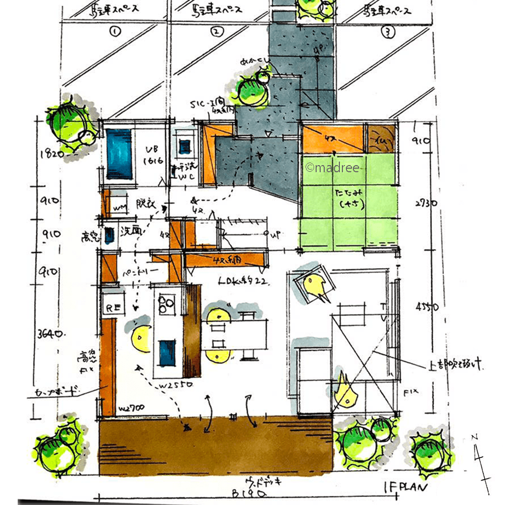 生活空間をさっと仕切り目隠し、気軽に人を呼べるおもてなし上手の家