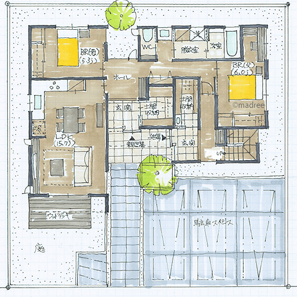 家族の気配を感じる程の距離感が心地良い、生活音を気にせず自由気ままに暮らす二世帯住宅