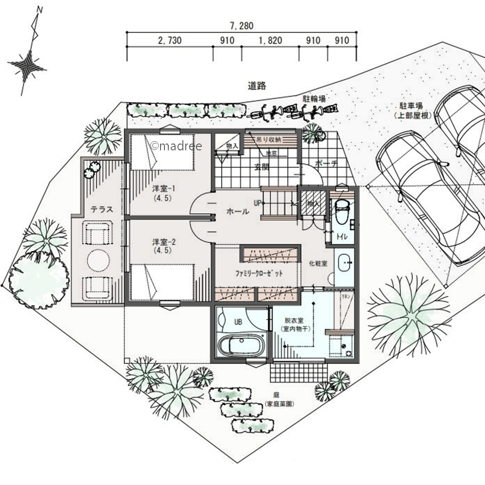 生活感を一瞬で消してオシャレキッチンに、リビングとつながるフラットバルコニーのある家