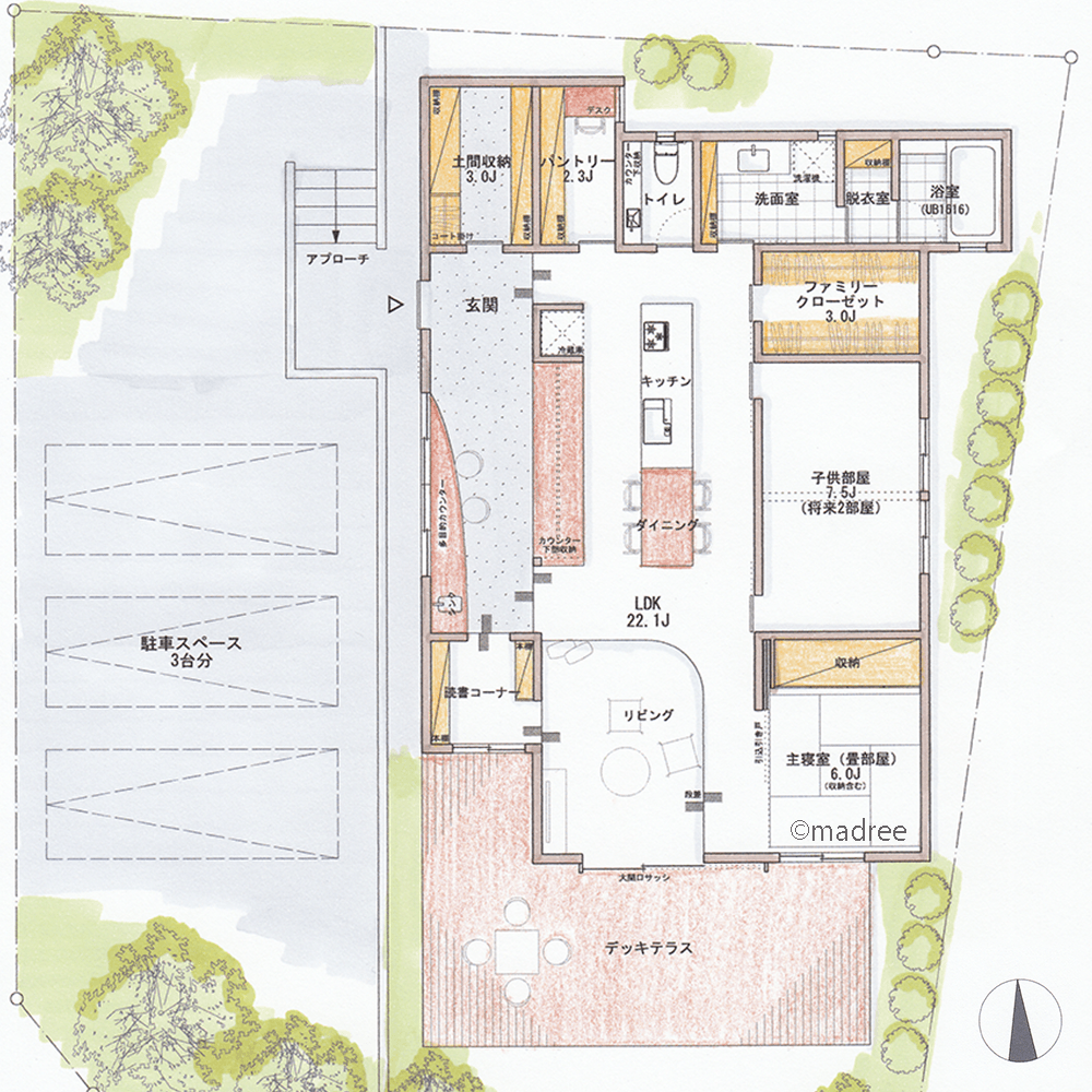 こだわりのコーヒーを片手にゆっくり読書、四季感じるおしゃれカフェのような平屋
