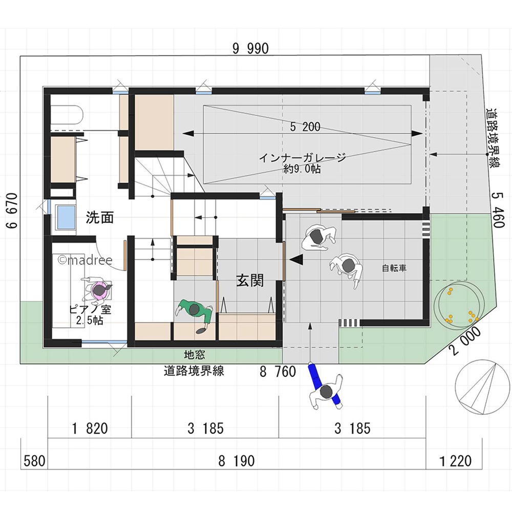 明るく風が抜けるLDKに家族が集まる、2階に家事動線をぎゅとまとめた家
