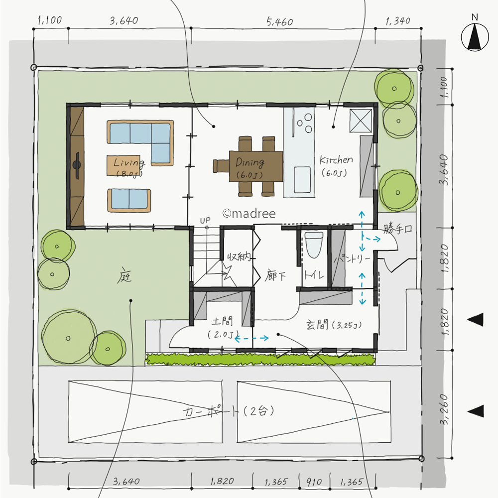 子どもの成長やプライバシー に合わせ、間仕切り扉でフレキシブルに空間を変化させる家