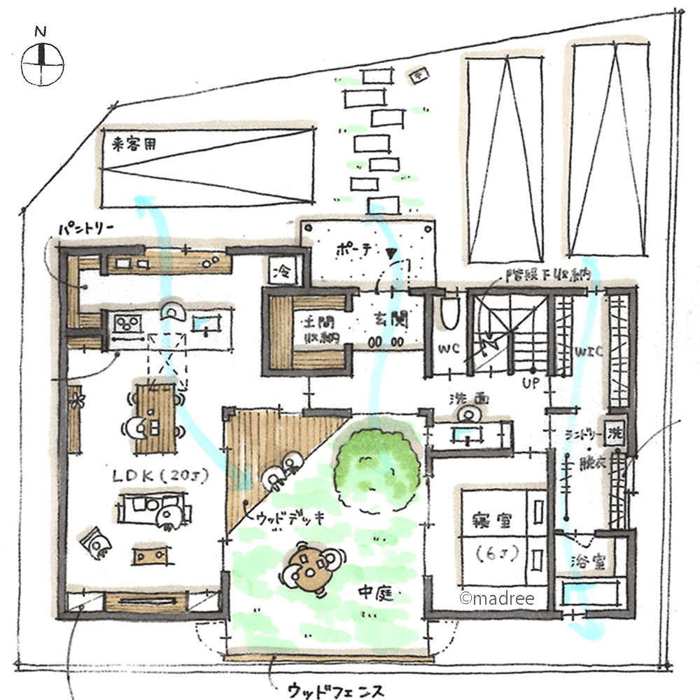 家族をつなげる中庭が憩いの場となる、老後まで安心して暮らせる1階完結の家