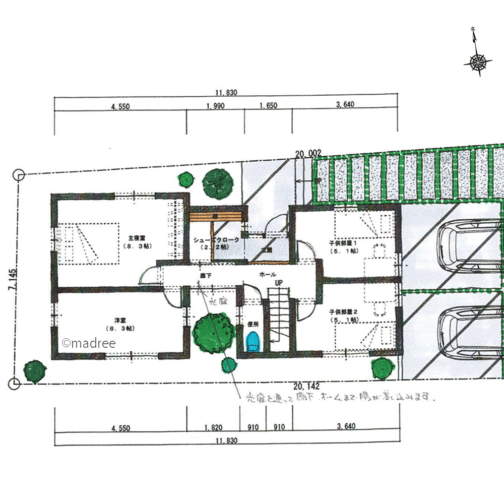 脱衣室からウォークスルーでバルコニー、陽だまり2階ランドリーで毎日が楽家事の家