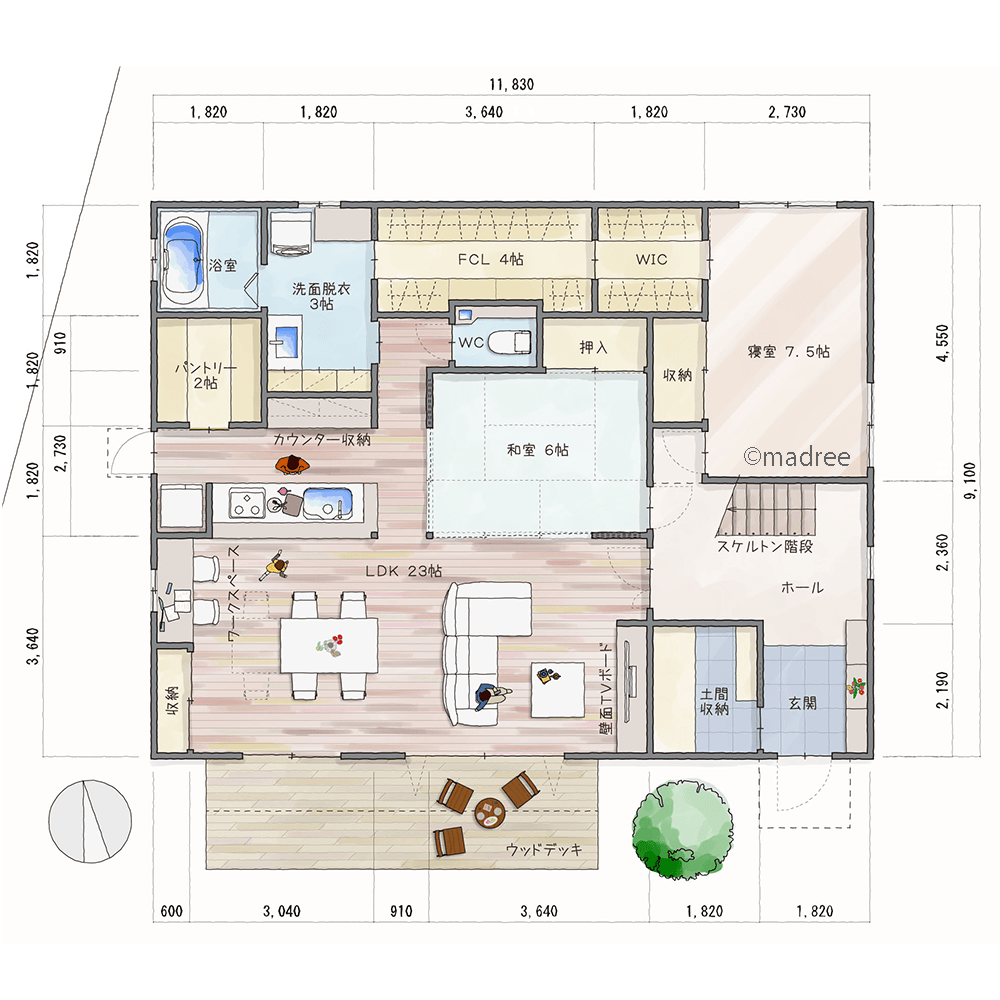 家族それぞれに癒しの篭り空間、パーソナルスペースで充実の時間を過ごす注文住宅