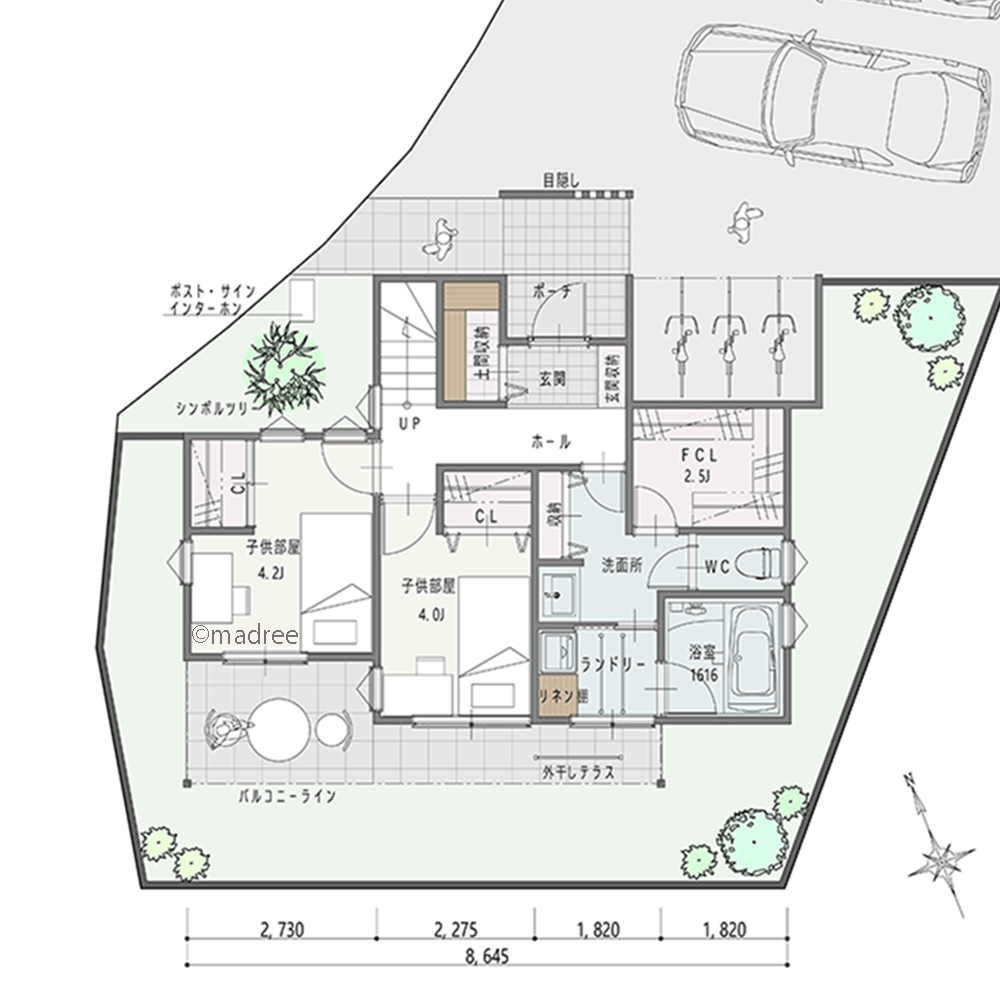 少ない廊下でコンパクトながらも大収納、朝陽が気持ち良い2階LDKの家