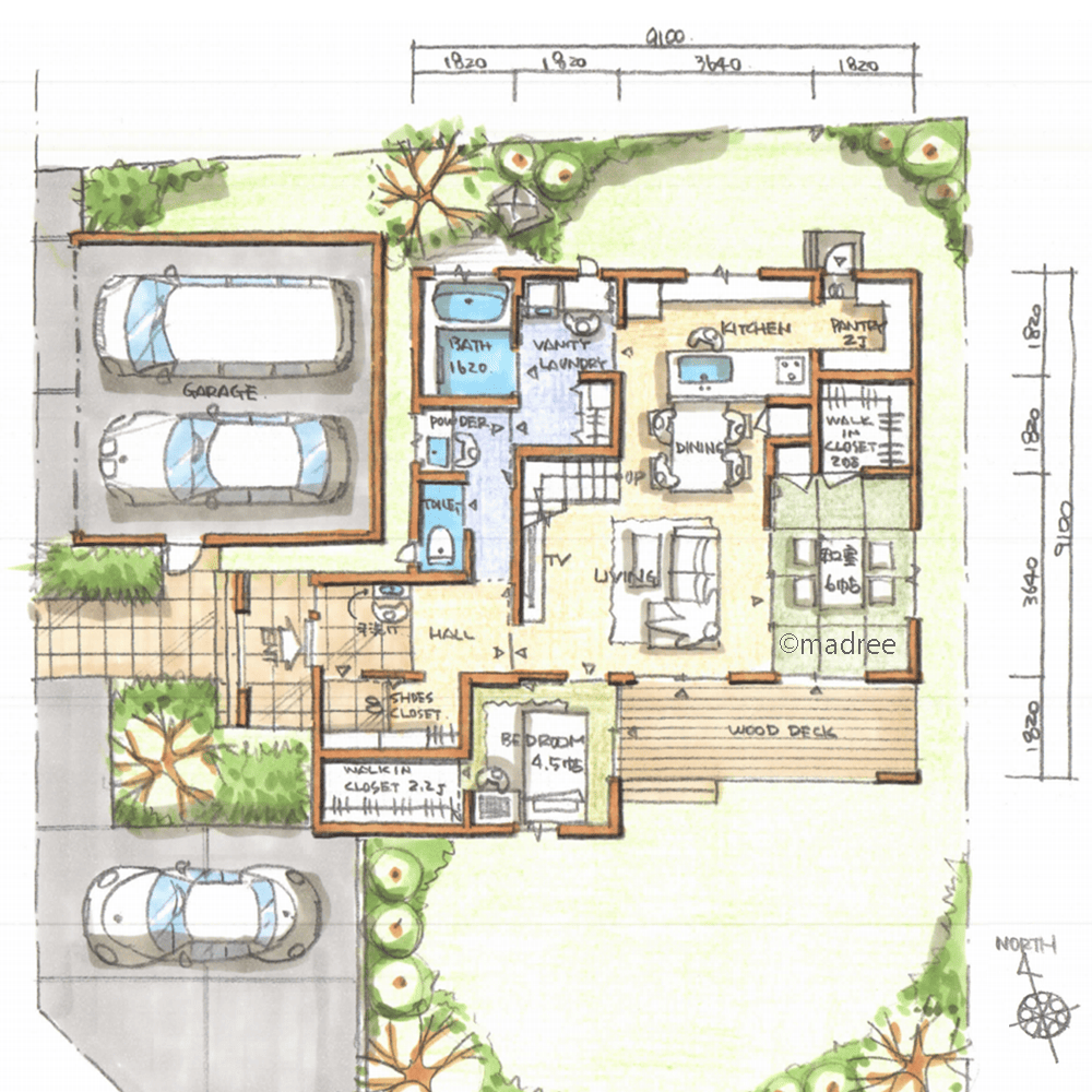 共有しながら各々趣味も充実させる、全個室南向きの暖かな二世帯住宅