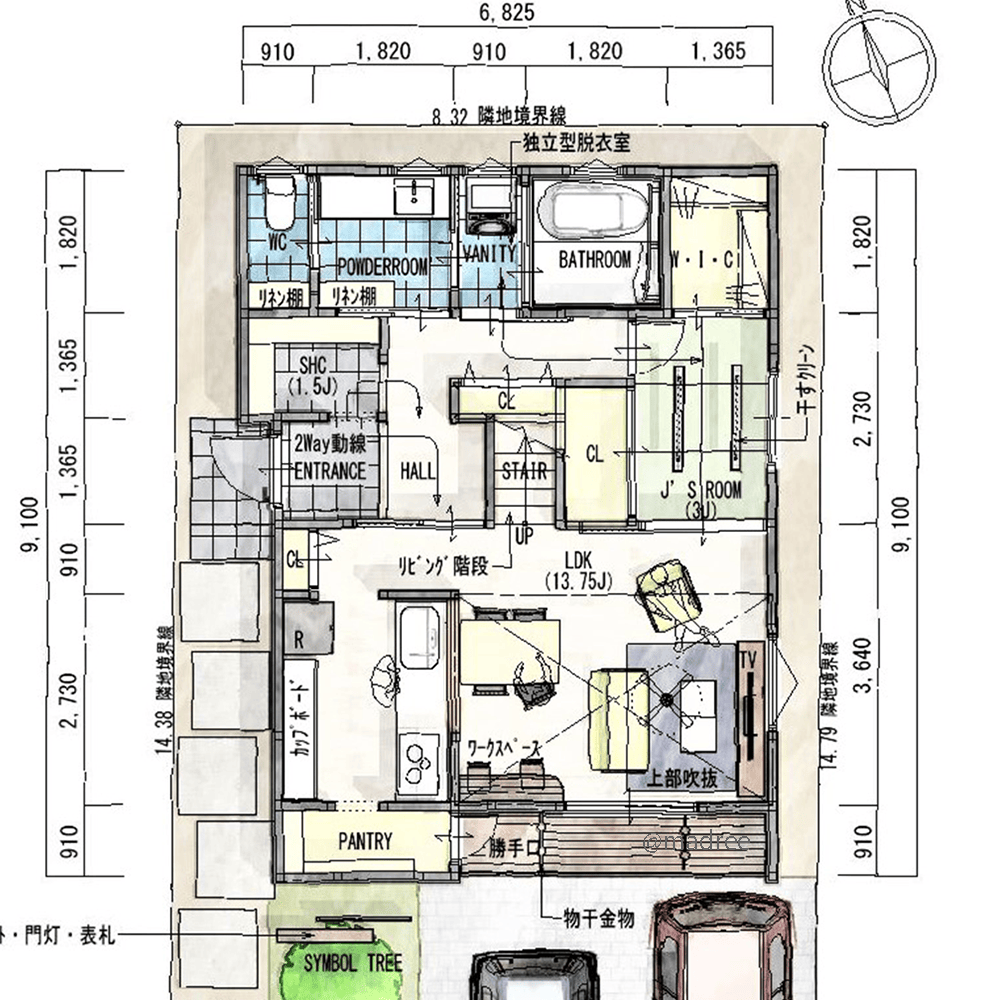 コンパクトながら明るく広がり感じる、すっきり裏動線で子育てしやすい家