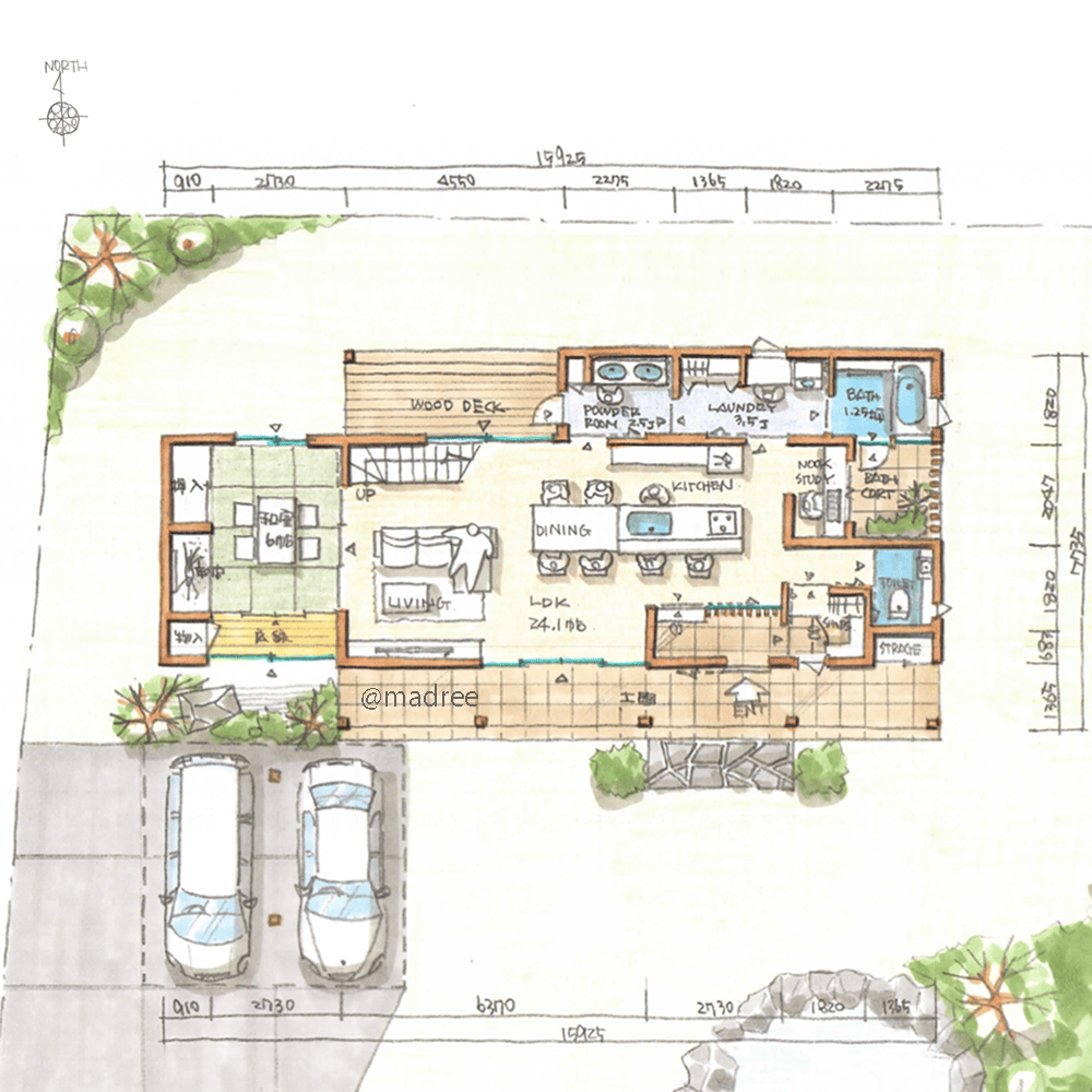 大開口の南向き窓から光降り注ぐ、大自然に囲まれた陽だまりの家