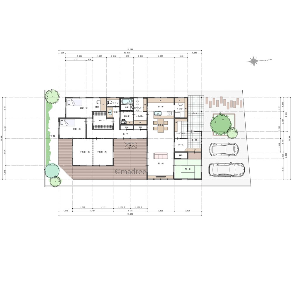 全室日当たり良好、天井高く開放的な平屋