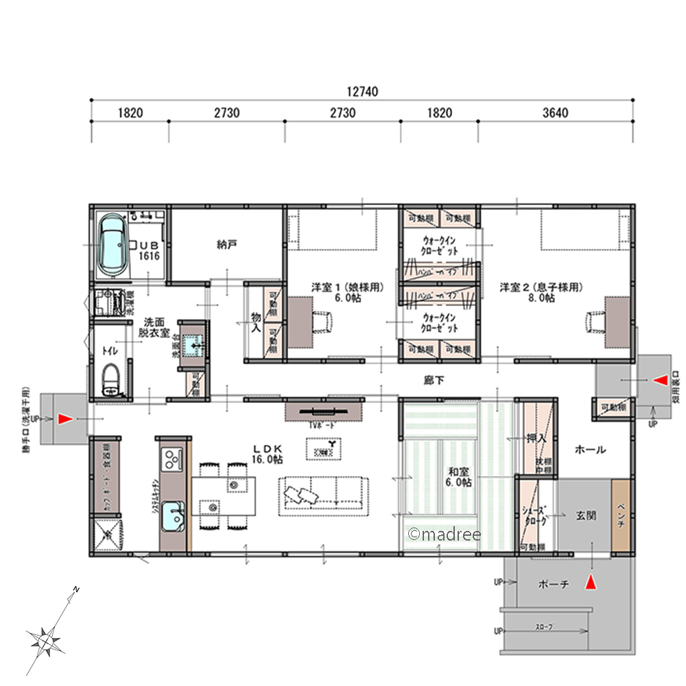 家族の近くで安心して過ごせる、介助介護を見据えたシンプル生活動線の平屋